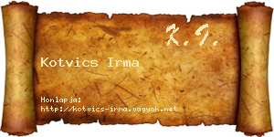 Kotvics Irma névjegykártya