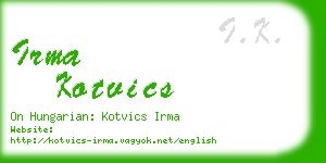 irma kotvics business card